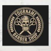 Persoonlijke herenkapper Skull Rockabilly Salon   Bier Etiket (Enkel label)