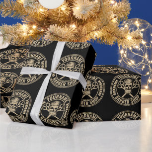 Persoonlijke herenkapper Skull Rockabilly Salon Cadeaupapier