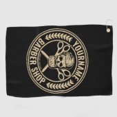 Persoonlijke herenkapper Skull Rockabilly Salon Golfhanddoek (Horizontaal)
