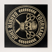 Persoonlijke herenkapper Skull Rockabilly Salon Legpuzzel (Horizontaal)