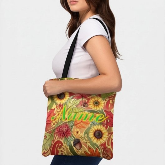 Persoonlijke Herfst Aangepaste Naam Herfst Bloemen Tote Bag