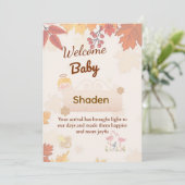 🍂 Persoonlijke herfst baby welkomstkaart | Aangep Kaart (Staand voorkant)