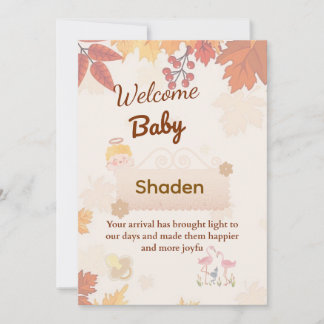 🍂 Persoonlijke herfst baby welkomstkaart | Aangep Kaart