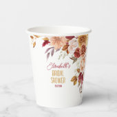 Persoonlijke Herfst Boho Bloemige Bruidsdouche Papieren Bekers (Achterkant)