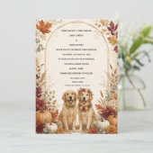 Persoonlijke herfst gouden retriever bruiloft kaart (Staand voorkant)