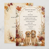 Persoonlijke herfst gouden retriever bruiloft kaart (Voorkant / Achterkant)