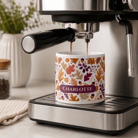 Persoonlijke Herfst – Herfstbladeren & Eikels Naam Espresso Kop