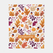 Persoonlijke Herfst – Herfstbladeren & Eikels Naam Fleece Deken (Voorkant)