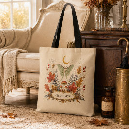 Persoonlijke Herfst Luna Moth Hekserij Botanische Tote Bag