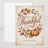 Persoonlijke Herfst met Dankbaarheid Feestdagenkaart (Voorkant / Achterkant)