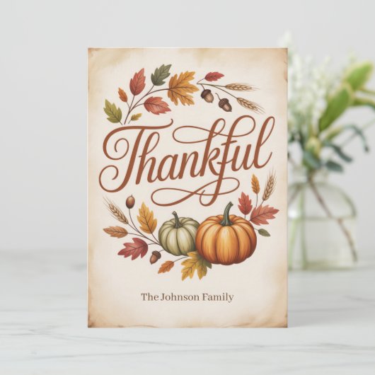 Persoonlijke Herfst met Dankbaarheid Feestdagenkaart (Staand voorkant)