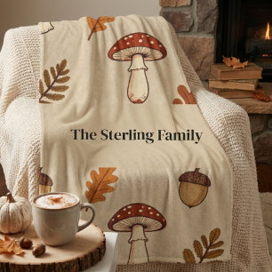 Persoonlijke herfst paddestoel cozy woodland sherpa deken