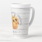 Persoonlijke herfst Pumpkin-zonnebloemen Latte Mok (Rechterhoek)