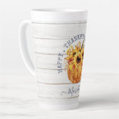 Persoonlijke herfst Pumpkin-zonnebloemen Latte Mok (Linkerhoek)