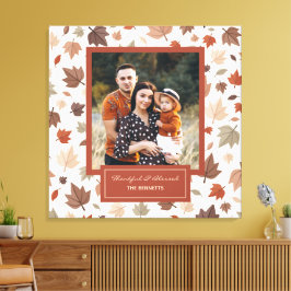 Persoonlijke Herfstbladeren Familie Foto Canvas Afdruk