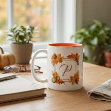 Persoonlijke herfstbladeren monogram