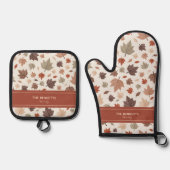 Persoonlijke herfstbladeren ovenwant & pannenlap set (Voorkant)