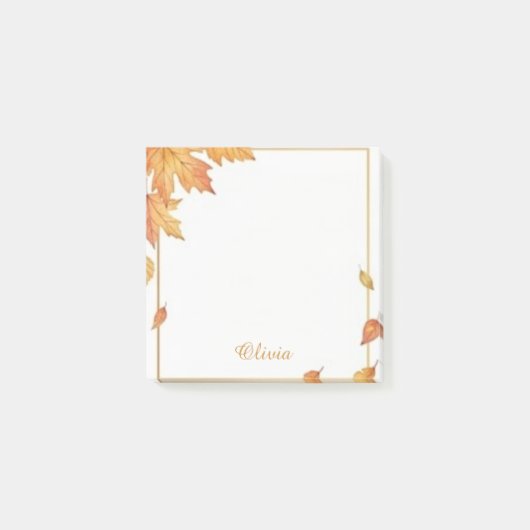 Persoonlijke Herfstbladeren Watercolor Post-Its Post-it® Notes (Voorkant)
