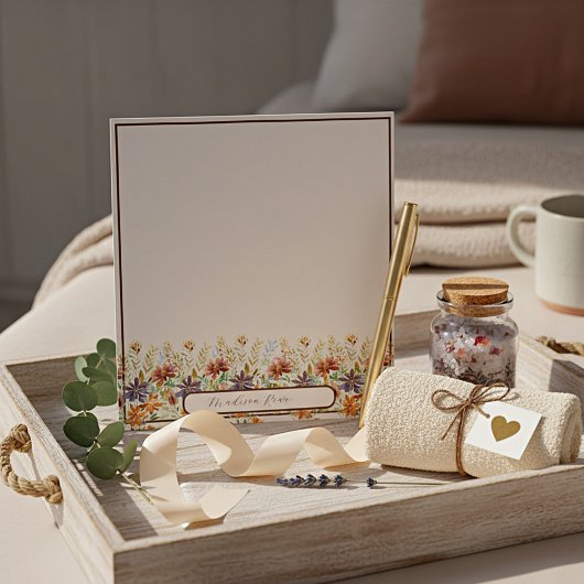 Persoonlijke herfstborder met wilde bloemen notitieblok