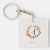 Persoonlijke herfstkrans monogram sleutelhanger (Voorkant)