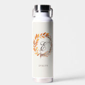 Persoonlijke herfstkrans monogram waterfles (Voorkant)