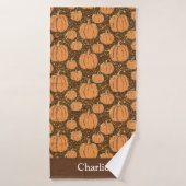 Persoonlijke herfstpompoen badhanddoek (Badhanddoek)
