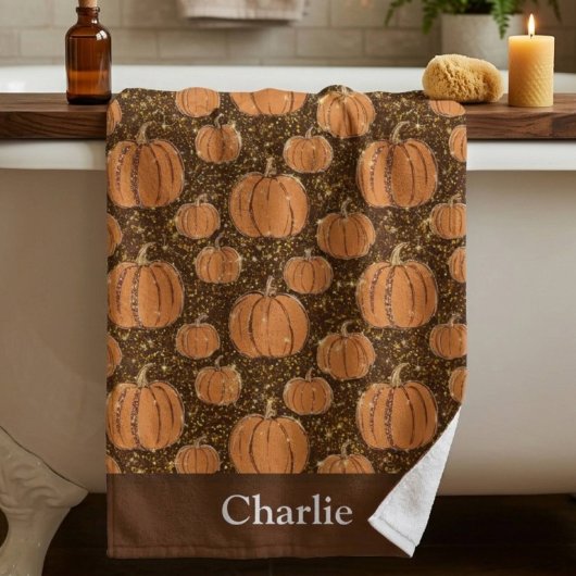 Persoonlijke herfstpompoen badhanddoek