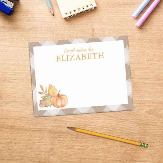 Persoonlijke herfstpompoenen kinderlunch post-it® notes