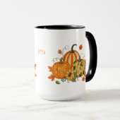 Persoonlijke herfstpompoenveld mok met eigen naam (Voorkant rechts)