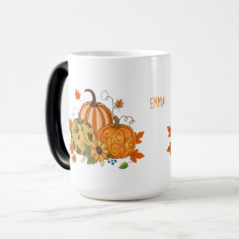 Persoonlijke herfstpompoenveld mok met eigen naam