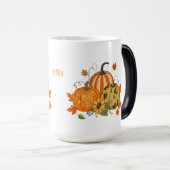 Persoonlijke herfstpompoenveld mok met eigen naam (Voorkant rechts)