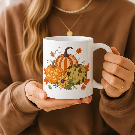 Persoonlijke herfstpompoenveld mok met eigen naam
