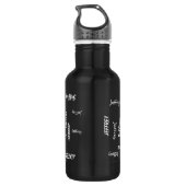 Persoonlijke, herhaalde naam, zwart en wit waterfles  (Achterkant)