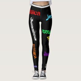 Persoonlijke herhaalde naamletters Leggings zwart