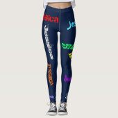 Persoonlijke herhaalde naamletters Leggings zwart (Voorkant)