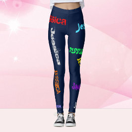 Persoonlijke herhaalde naamletters Leggings zwart