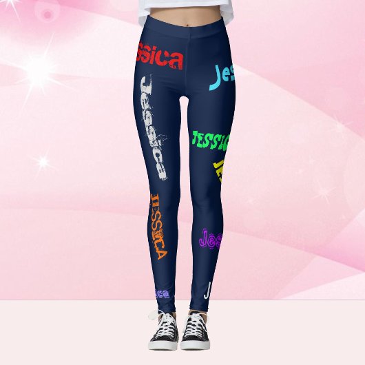 Persoonlijke herhaalde naamletters Leggings zwart