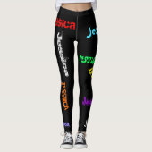 Persoonlijke herhaalde naamletters Leggings zwart (Voorkant)