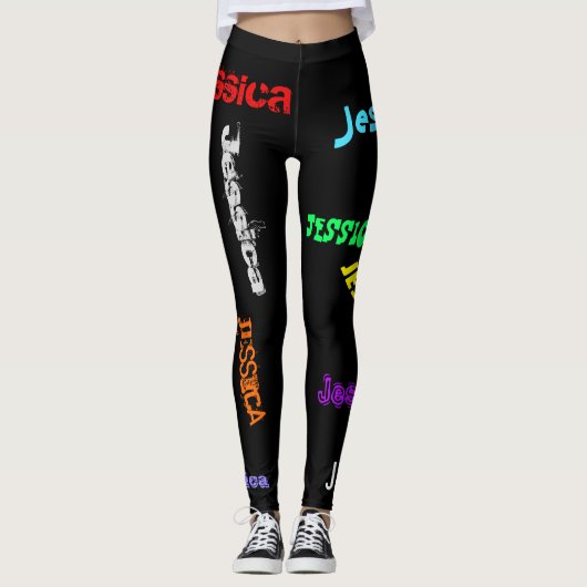 Persoonlijke herhaalde naamletters Leggings zwart (Voorkant)