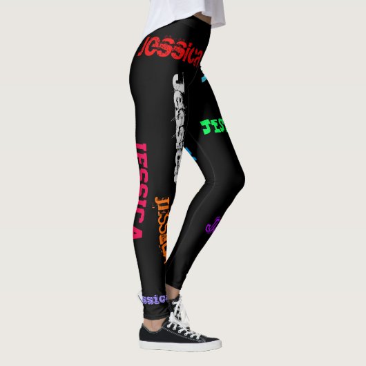 Persoonlijke herhaalde naamletters Leggings zwart (Rechts)