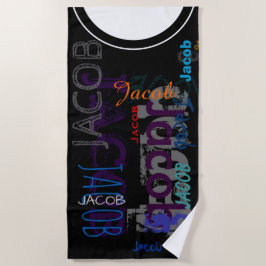 Persoonlijke herhalingsnaam 5 letters Beach Towel Strandlaken