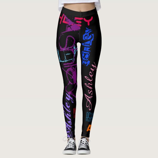 Persoonlijke Herhalingsnaam 6 letters Leggings (Voorkant)