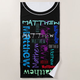 Persoonlijke herhalingsnaam 7 letters Beach Towel Strandlaken