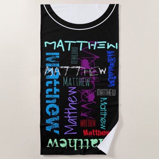 Persoonlijke herhalingsnaam 7 letters Beach Towel Strandlaken (Voorkant)