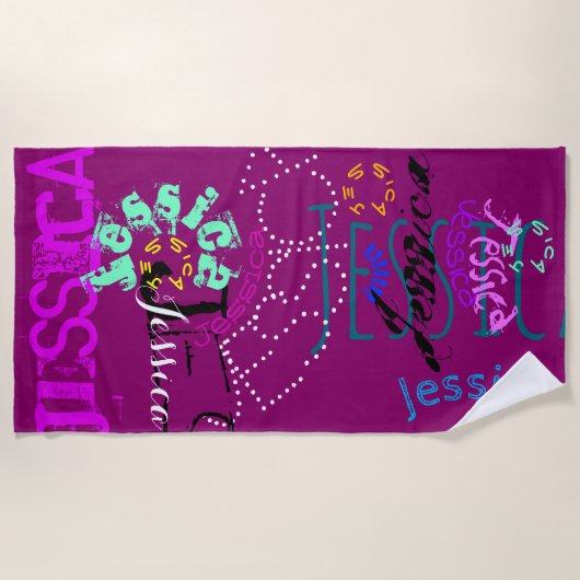 Persoonlijke Herhalingsnaam voor 7 Kies Kleuren BT Strandlaken (Voorkant)