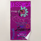 Persoonlijke Herhalingsnaam voor 7 Kies Kleuren BT Strandlaken (Voorkant)