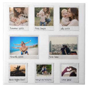 Persoonlijke Herinneringen Fotocollage met 8 foto' Tegeltje