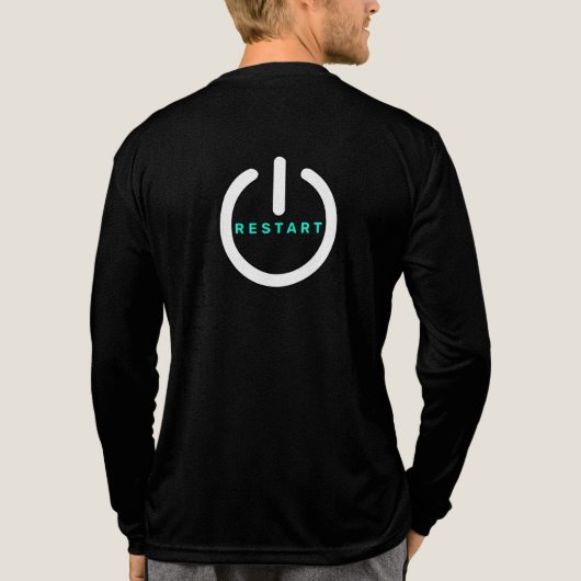 Persoonlijke Herstarttekst Resetknop Grappig Cadea Tri-Blend Shirt (Achterkant volledig)