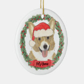Persoonlijke hertenbruine Corgi Kerstmis Keramisch Ornament (Rechts)