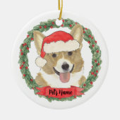 Persoonlijke hertenbruine Corgi Kerstmis Keramisch Ornament (Voorkant)
